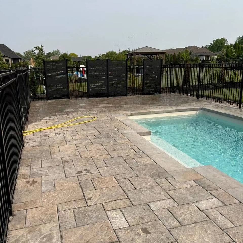 Flagstone pool deck installed by LKN Construction
